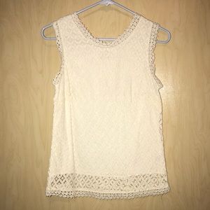 Crochet cream floral tank top